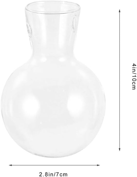 Milisten Hydroponic Glass Planter Vase Accessories with Wooden Stand Clear Borosilicate Glass Indoor Plant Pot Decor 3.94X2.75X2.75In Table Centerpiece Flowerpot