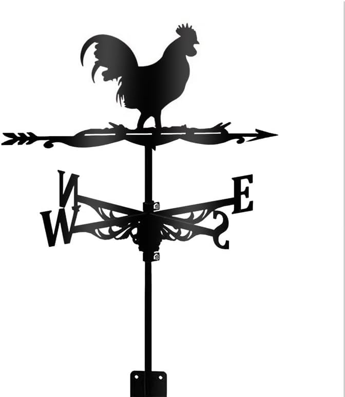 Rooster Weather Vane, House Wind Direction Indicator, for Garden Fence and Shed Metal Outdoor Decorations
