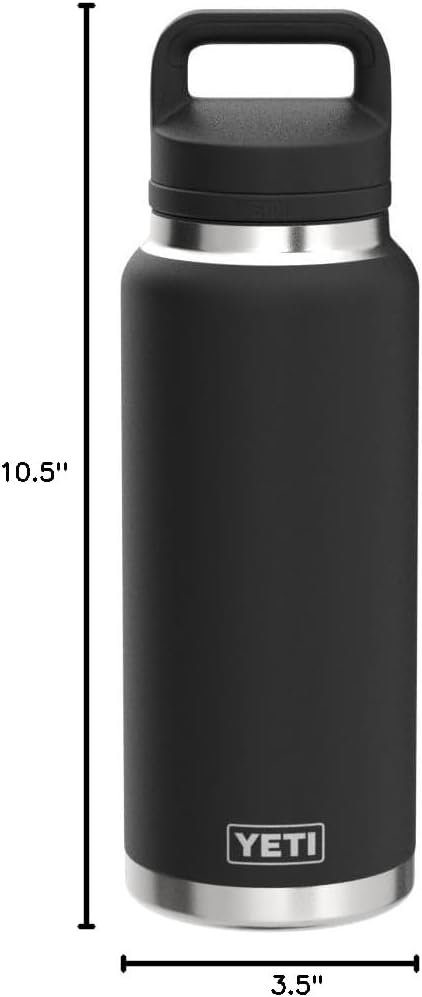YETI Rambler 26 oz Bottle, Vacuum Insulated, Stainless Steel with Chug Cap, Black