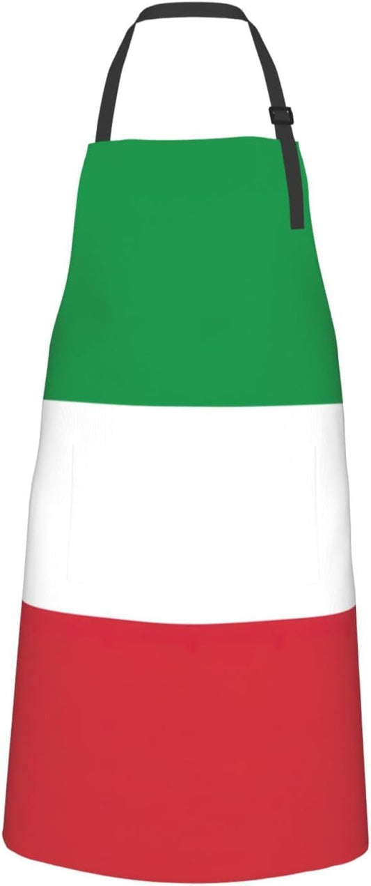 Italian flag print Waterproof apron with pocket adjustable cooking apron for adult kitchen bibs to bake