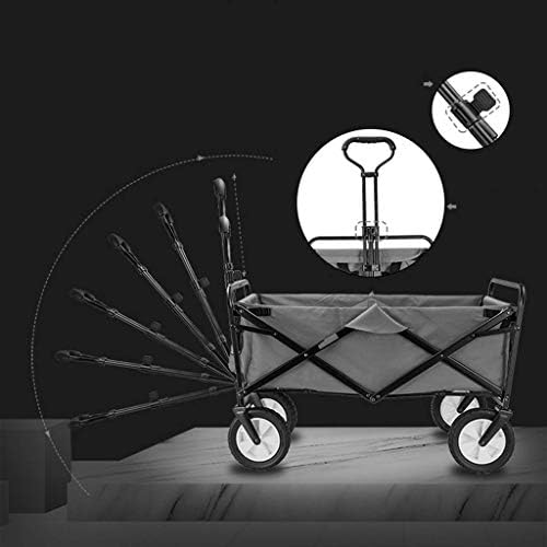 Folding Wagon Folding Wagon Capacity 60kg Portable Garden Cart with 4 Wheels and Steel Brakes Trolley Foldable Pull Wagon Hand Transport Cart Collapsible Gray