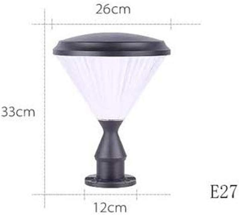 Garden Light with Transparent Glass Diffuser Single Lamp Outdoor Column Solar Wall Post Lawn Street Hopeful