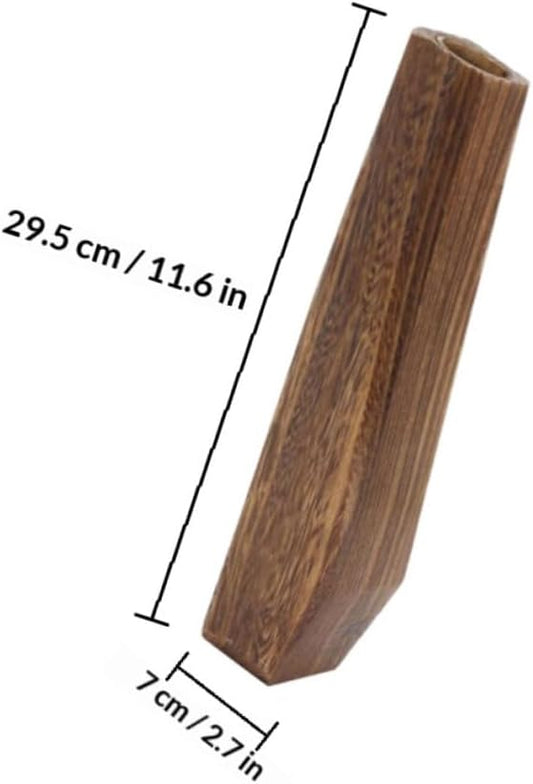 BESTOYARD Wooden Vase for Hydroponic Plants 7x6x29.5cm Leakproof Paulownia Wood Flower Pot Creative Desktop Decoration Home and Office Tabletop Planter
