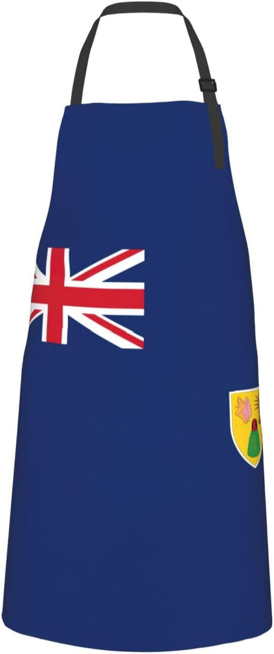Flag of the Turks and Caicos Islands print Waterproof chef's apron with pocket apron for kitchen cooking baking barbecue and gardening