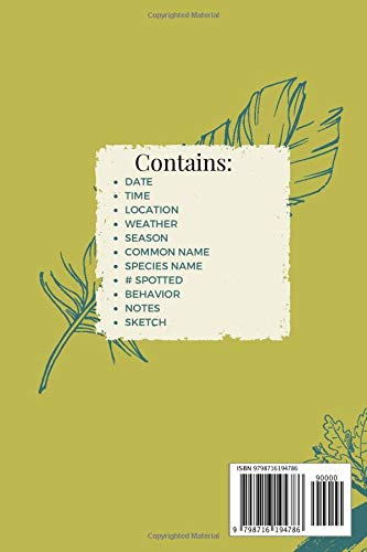 PERSONAL BIRDING JOURNAL field observations: Birdwatching Notebook for Bird Lover's