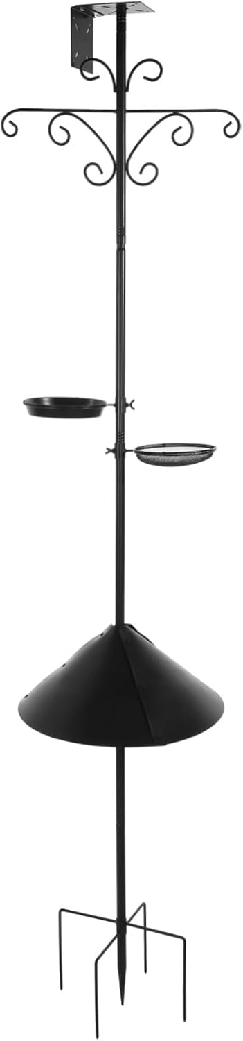 92 in Bird Feeder Pole, Squirrel-Proof Shepherd Hooks, Heavy-Duty Bird Feeding Station with Water Bowl & Mesh Tray, Adjustable Tall Feeder Stand for Plants, Lanterns