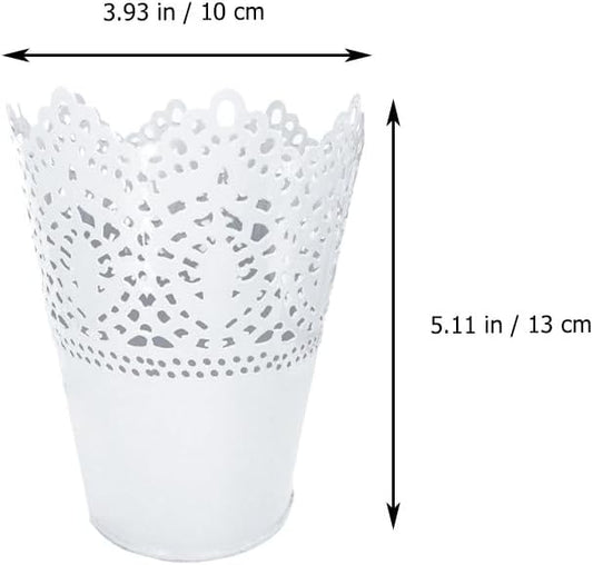BESTOYARD 4 Pcs White Iron Floral Vase, Tabletop Flower Pot, Wedding B