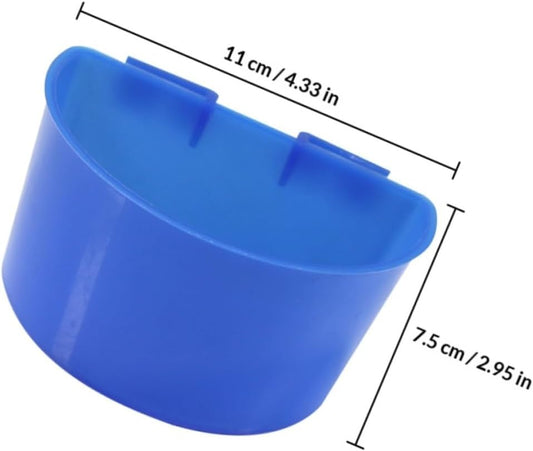Milisten 12pcs Large Blue Hanging Bird Feeder Food Trough Water Cup Set for Bird Cage Feeding Pigeon Cage Accessory