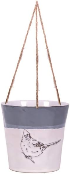 Blue Sky Clayworks 5” Hanging Song Blue Planter, Ceramic, 6" x 6" x 4", Perch & Sky Band