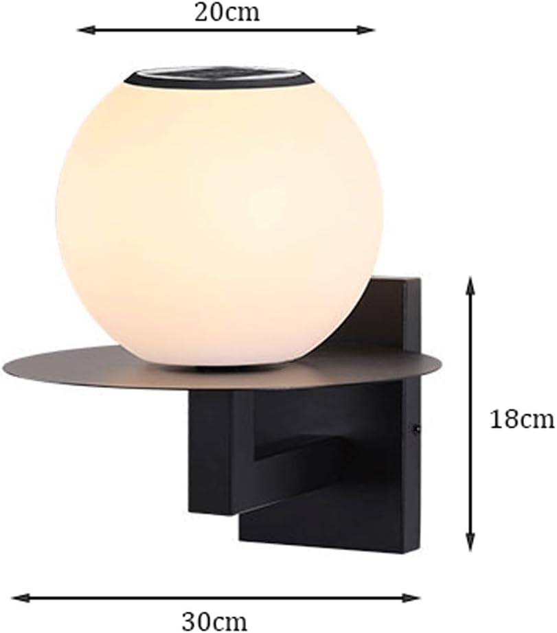 Solar Outdoor Wall Sconce, Exterior Globe Light, Stainless Steel Mounted Lamp, 3 Color Modes PC Waterproof Dusk to Dawn Decor Lighting Fixture for Porch Garden Patio Fence Yard Backyard