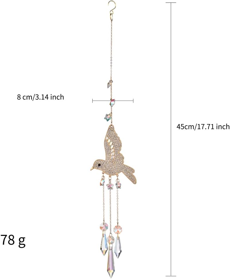 Rhinestones Hummingbirds Crystal Suncatcher Indoor Window Hanging Sparkling Bird Prism Sun Catchers