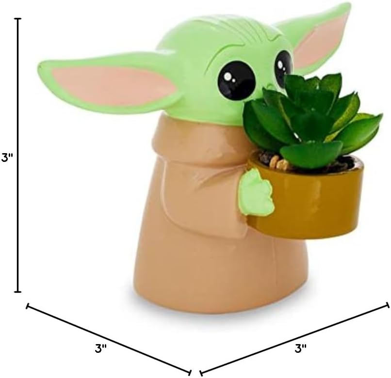Silver Buffalo Star Wars: The Mandalorian Baby Yoda The Child Grogu 4-Inch Ceramic Mini Planter with Artificial Succulent