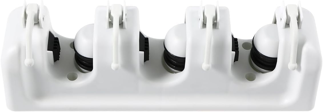 Zerodeko Wall Mounted Mop Rack with 3 Ball Slots and 4 Retractable Hooks Broom Holder and Umbrella Clip for Garage Tool Storage and Home Cleaning Organizer