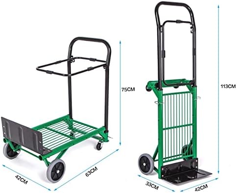 HBJWOV Home Garden Folding Trolley Utility Wagon Foldable Trolley Grocery Cart Portable Trolley 4Wheel Multifunctional Forklift Trolley