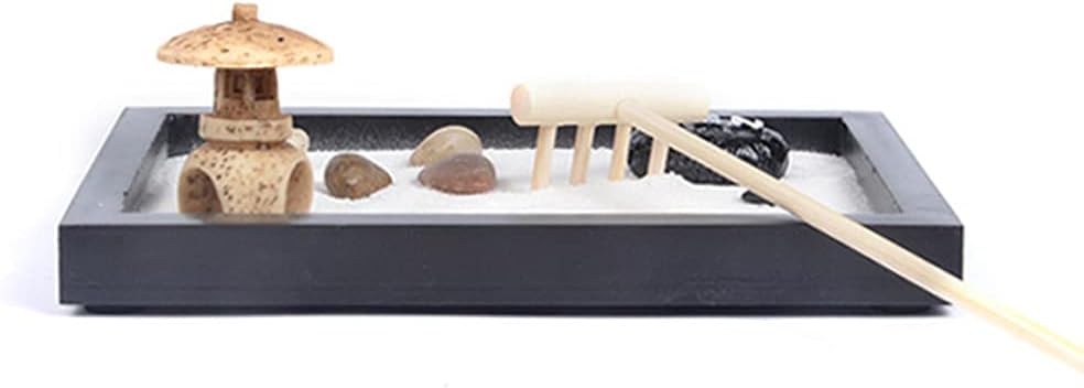 Japanese Zen Garden for Desk 6x4 Inches Large Tray White Sand River Ro