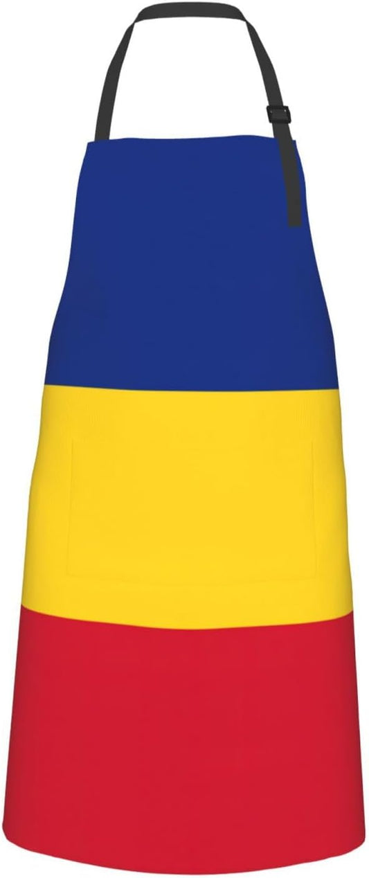 Flag of Romania print Waterproof chef's apron with pocket apron for kitchen cooking baking barbecue and gardening