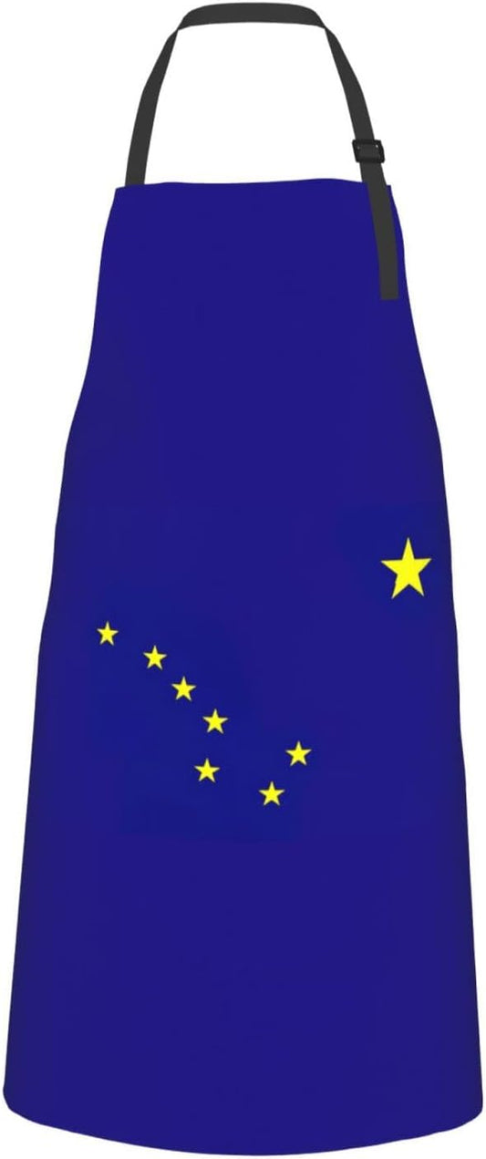 Alaska state flag print Waterproof chef's apron with pocket apron for kitchen cooking baking barbecue and gardening