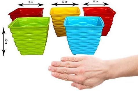 Plastic Diamond Pot Set (Multicolored, 5-Pieces)