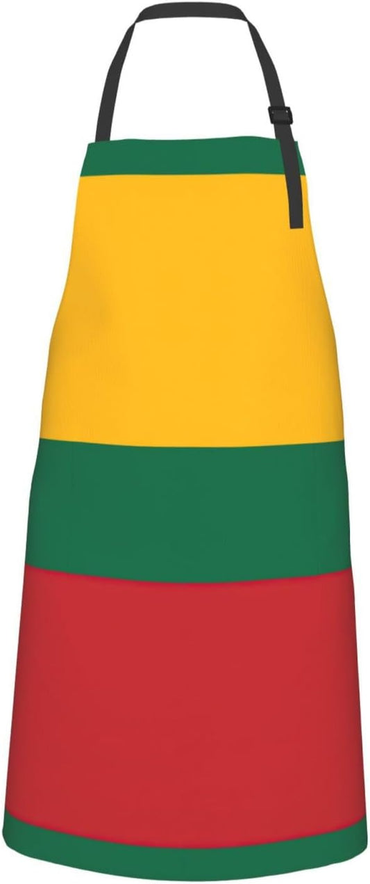 Flag of Lithuania print Waterproof chef's apron with pocket apron for kitchen cooking baking barbecue and gardening