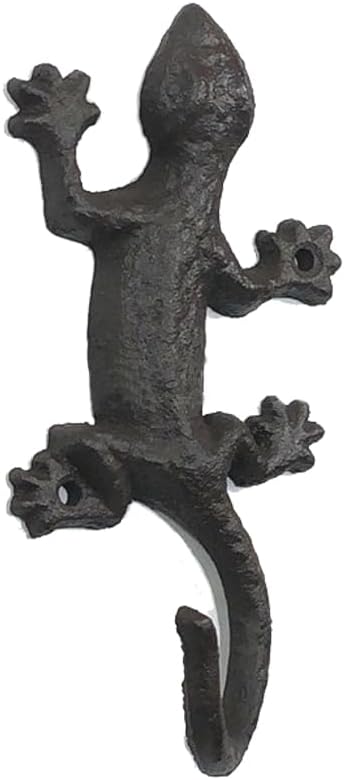 Novelty Iron Metal Gecko Hooks Coat Rack Wall Decor, Animal Lizard Garden Tool Wall Hooks Hanger Indoor Outdoor for Home Garden Yard Fence, Towel Hooks, Beach Towels, Keys Holder