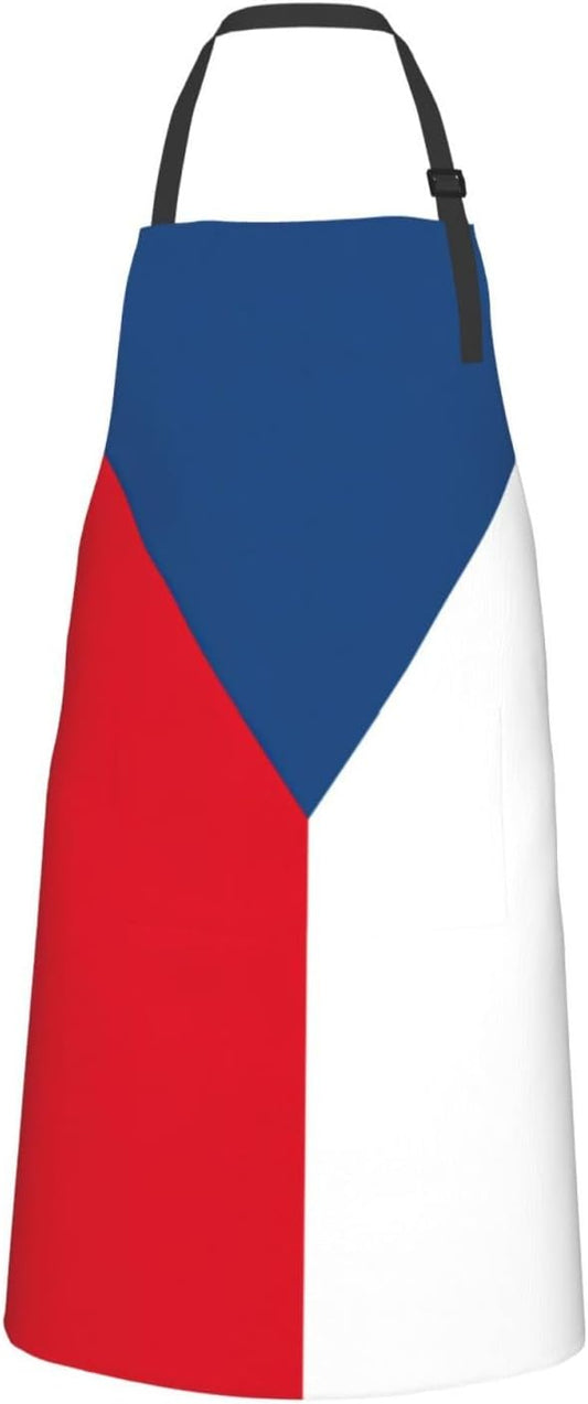 Flag of the Czech Republic print Waterproof chef's apron with pocket apron for kitchen cooking baking barbecue and gardening