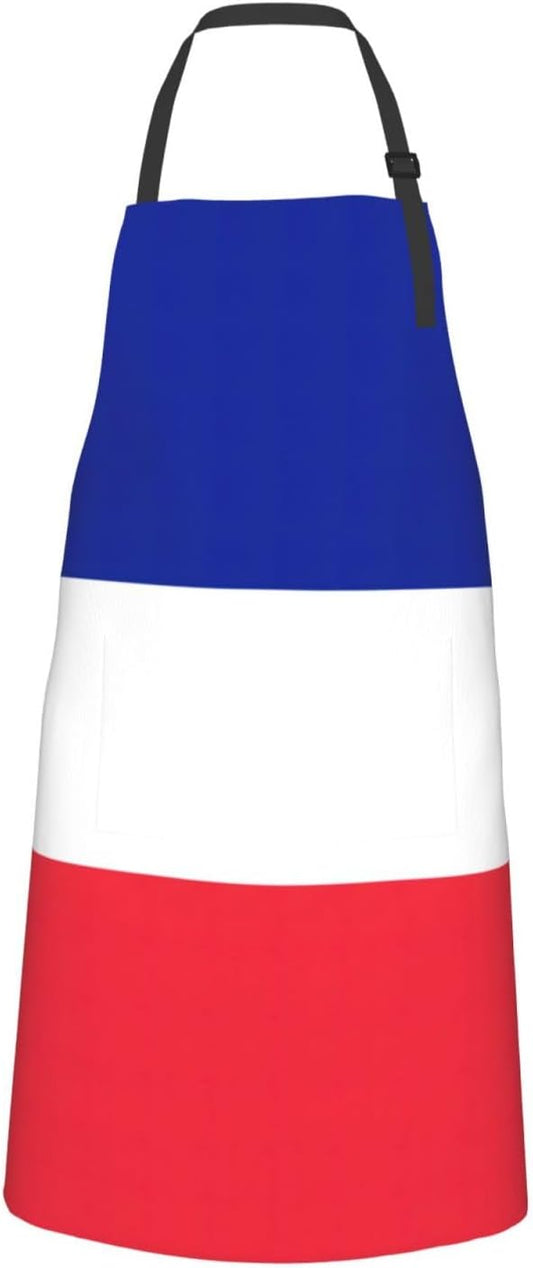 French flag print Waterproof chef's apron with pocket apron for kitchen cooking baking barbecue and gardening