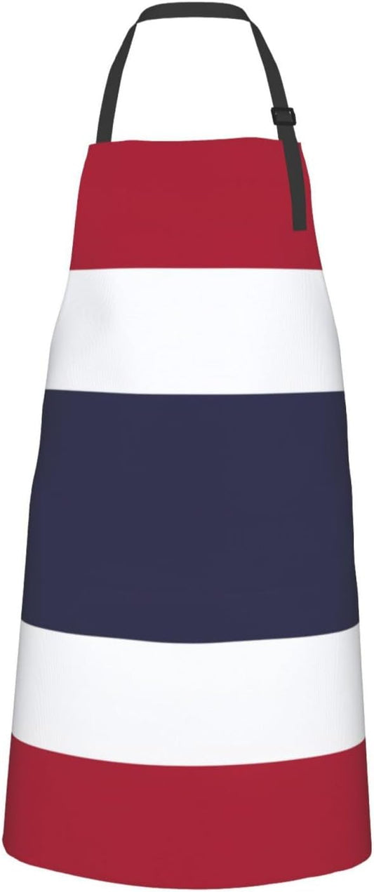 Thailand Flag Print 28x33 In Adult Kitchen Apron with Pockets Versatile Chef Smock for Cooking Baking