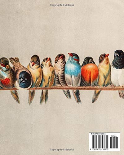 Notes: Blank Notebook for Bird Lovers and Birdwatchers | 8x10, 100 pages | Beautiful Vintage Songbirds Illustration on Cover