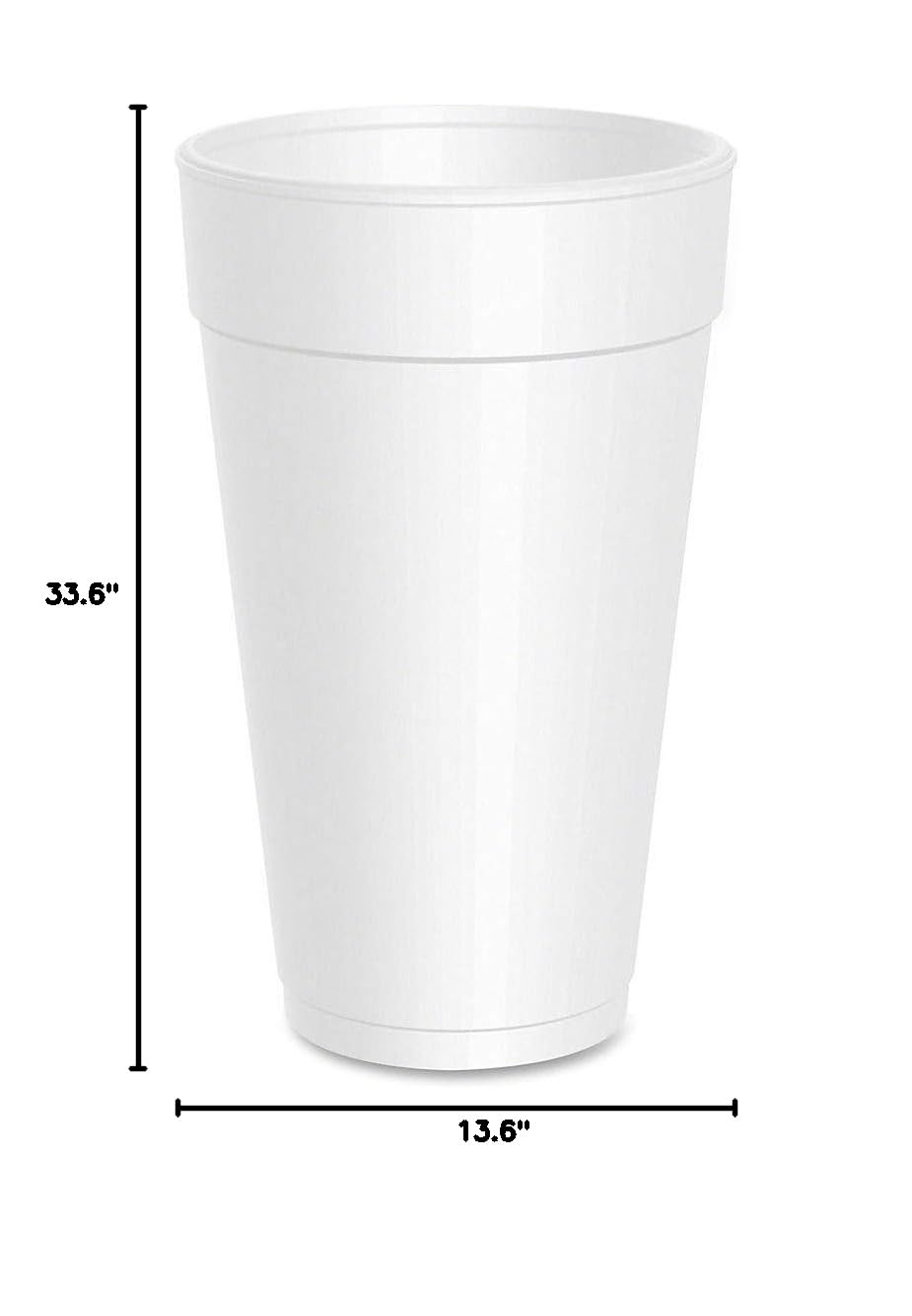 DART 20J16 3.7" Top and 2.4" Bottom Diameter, 6.1" Height, 20 Oz Big Drink Foam Cup (Case of 500), White