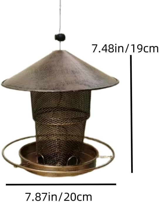A Detailed and Magnificent Outdoor Hanging Bird Feeder with a Detachable roof (Golden Stretchable Style)