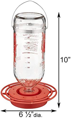 Best-1 Glass Hummingbird Feeders, 32 oz Nectar Capacity, Pack of 3 Han