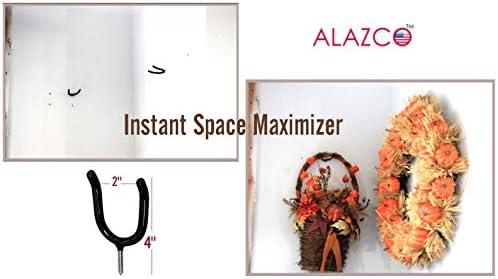 ALAZCO 8 Black Vinyl Coated Steel Wall Mount Screw-in Heavy Duty Tool Holders 4” Utility U-Hooks for Garage Workshop Storage Hang Shovels Rakes Brooms Garden Tools Sports Equipment Tennis Racket