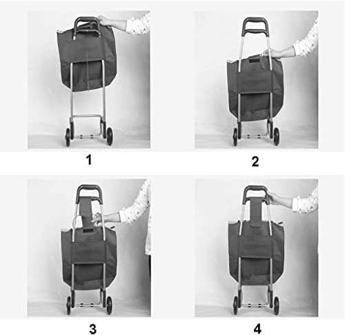 Collapsible Folding Wagon Cart with Silent Universal Wheels, Waterproof Oxford Trolley Bag, Portable Shopping Cart with Side Pockets for Camping, Beach, and Outdoor Use