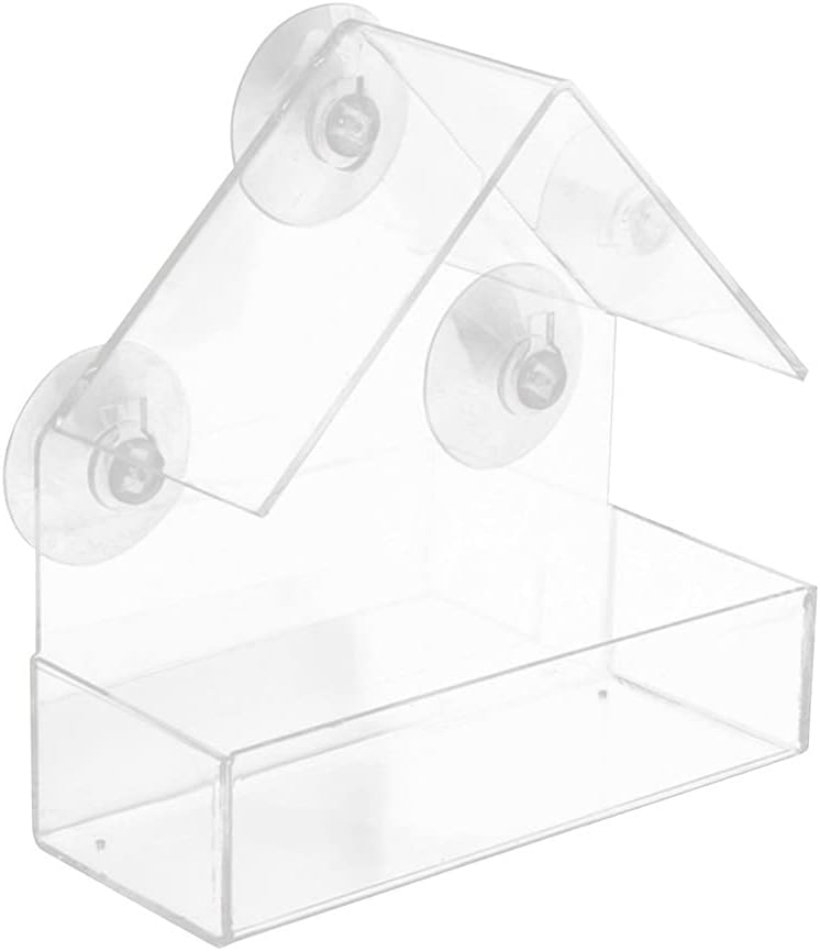 Window Bird Feeders Transparent Outdoor Bird Feeder Outdoor Acrylic Windbreak Ball Bird Hanging Suction Pet Feeder (Color : Clear Size : One Size)