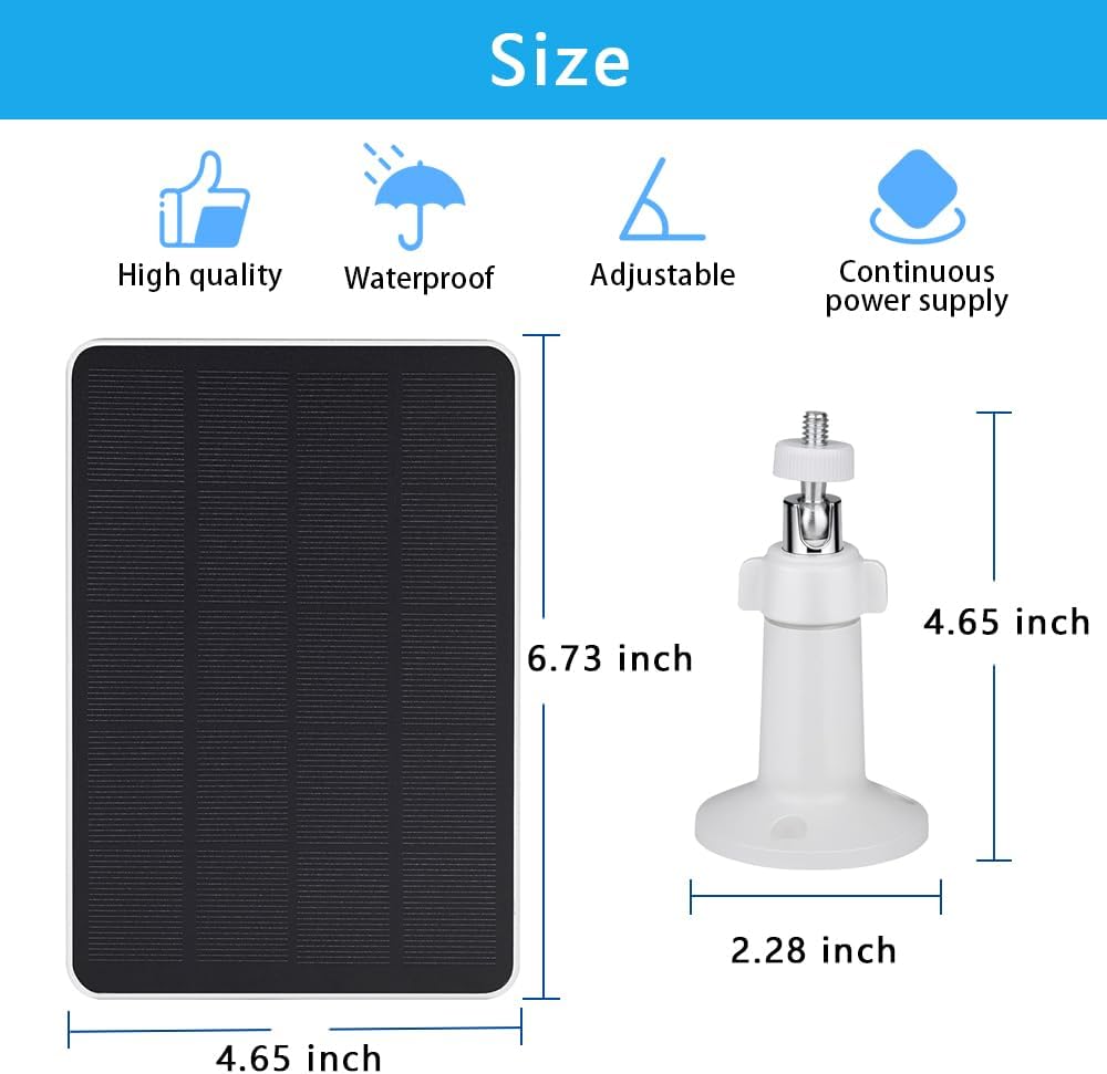 Bird Feeder Camera Solar Panel Replacement Compatible with NETVUE, Bird Buddy, HARYMOR, Fazoxo, SOLIOM, VIMKIM Bird Feeder with Battery Camera, 4W 5V Solar Panel 9.8ft Charging Cable DC 3.5 Connector