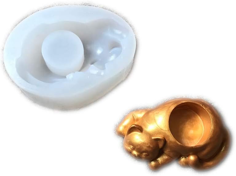 angwang Mold,Cat Shape Silicone Flower Pot Mold DIY Cactus Succulent P