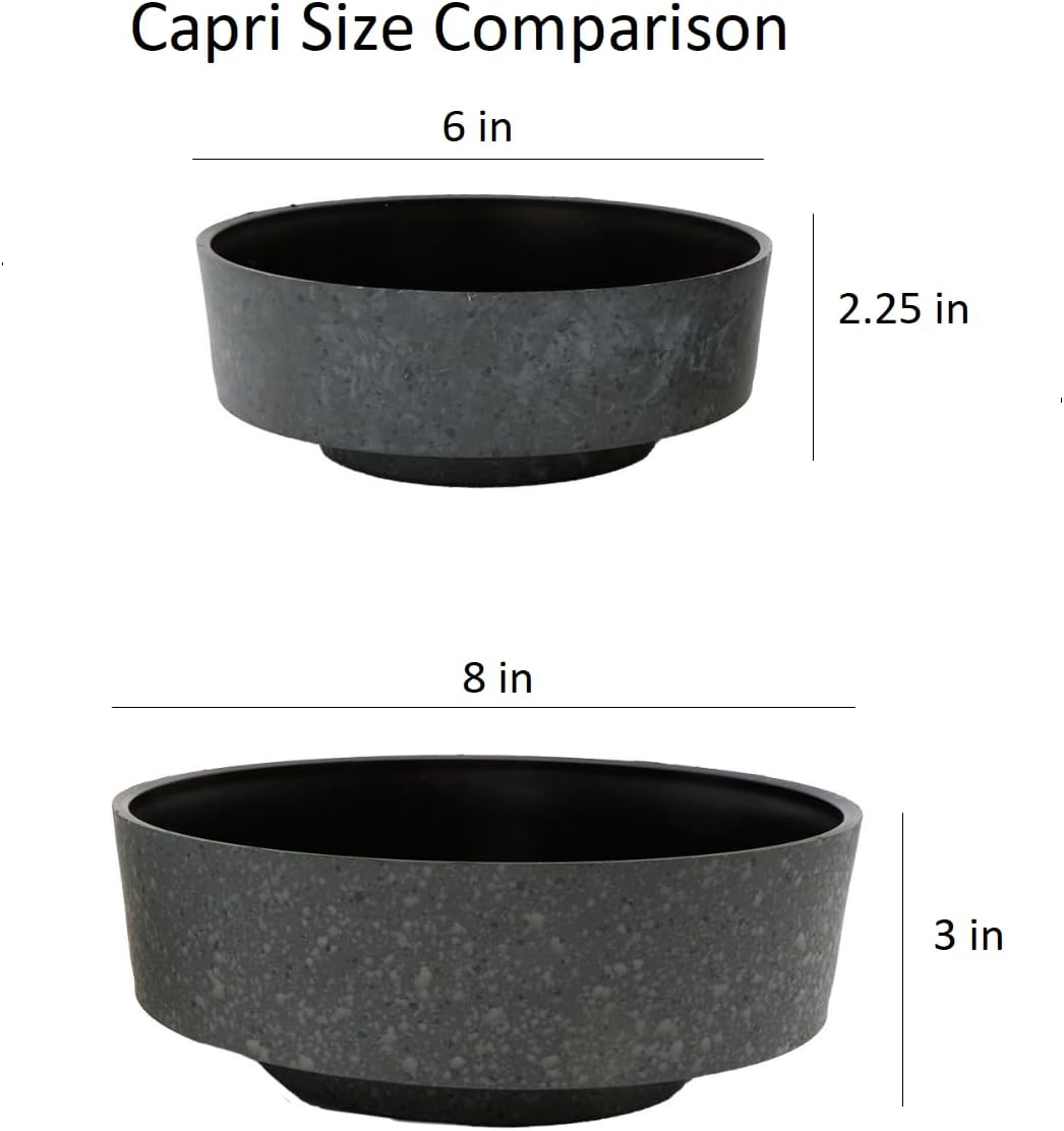 The HC Companies 8 Inch Round Plastic Succulent Capri Bowl 8"x8"x3" in