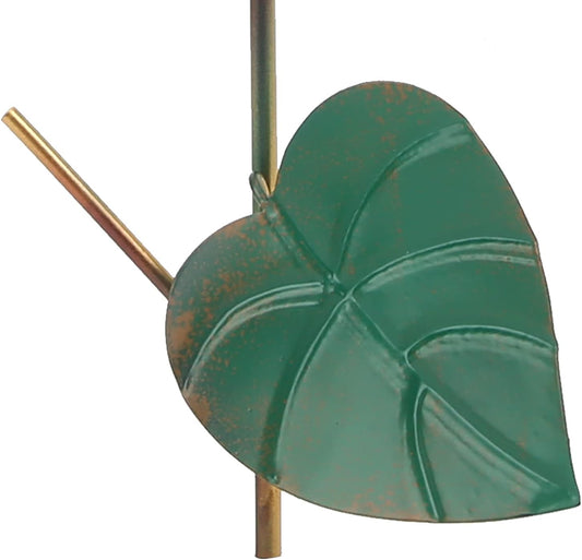 Pilipane Bird Feeder Metal Hummingbird Feeder Outdoor Hanging Type with Anti Coating for Garden Yard Decoration Green Leaves Design 45cm Length