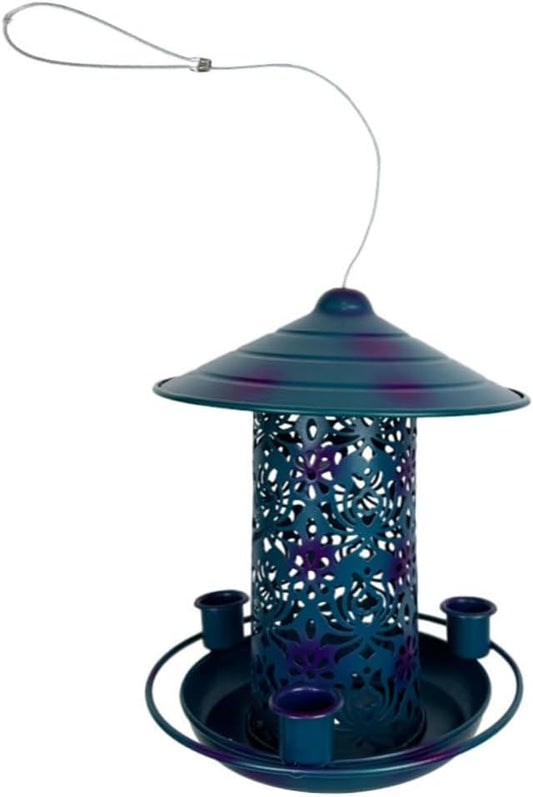 Milisten 385g Hanging Bird Feeder Portable Garden Bird Food Holder for Courtyards Balconies and Backyards Elegant Design for Parrots Canaries Blue