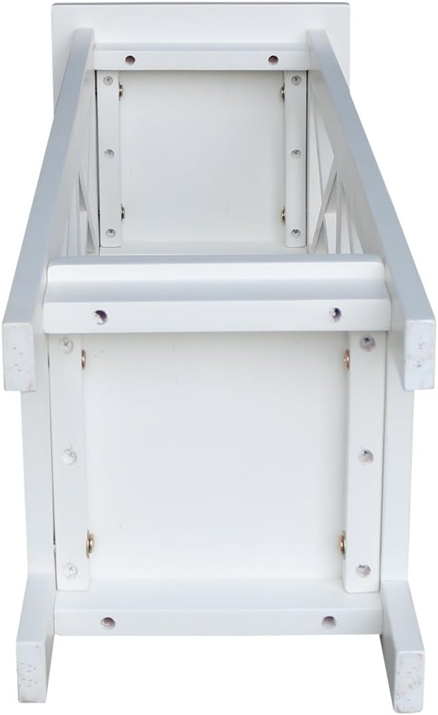 IC International Concepts, 36" X-Sided Plant Stand , Solid Real Wood, Sturdy Parawood, Snow White
