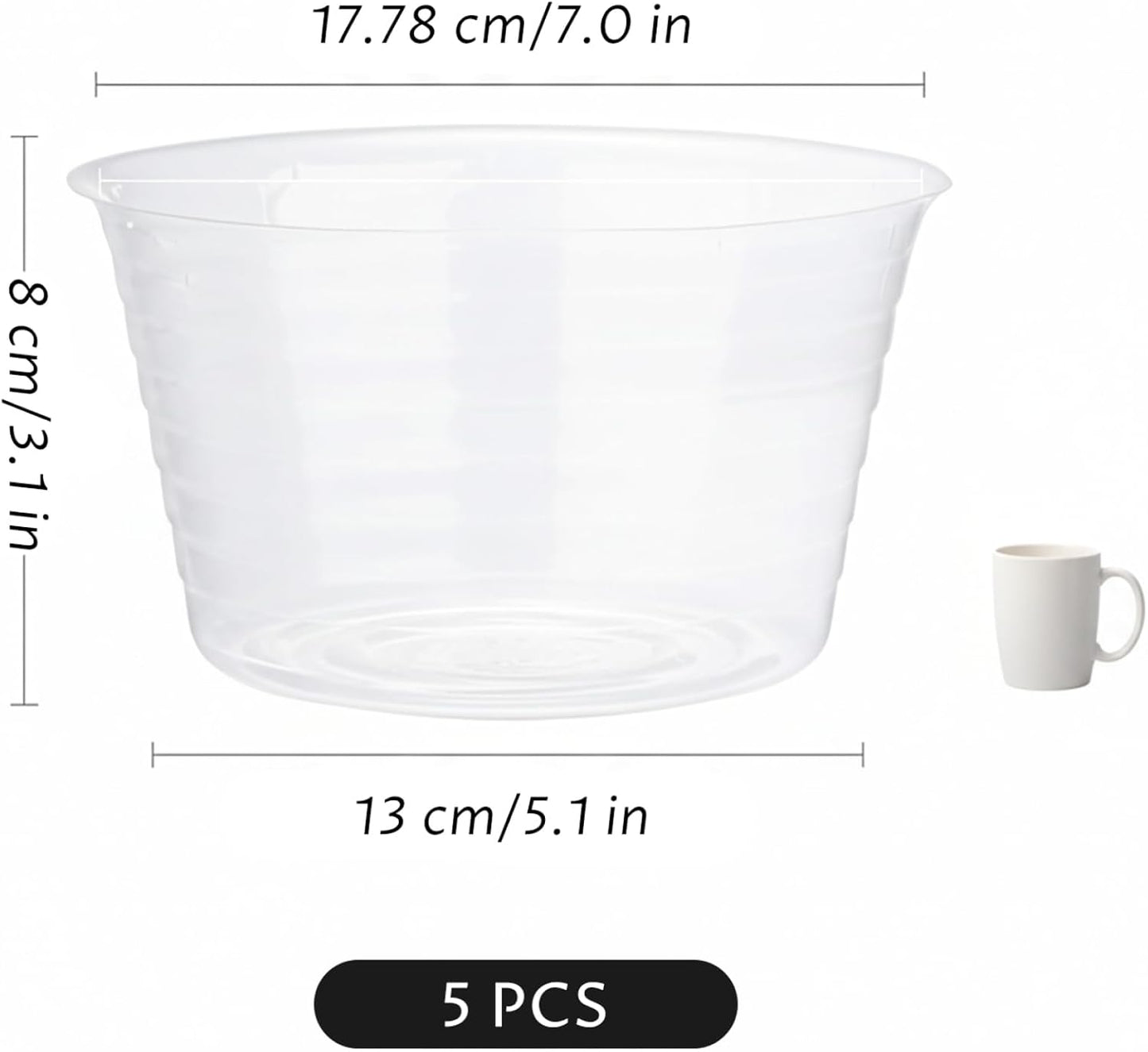 5-Pack Pot Liners for Plants, 7 Inch Planter Liner Insert Indoor and Outdoor Use, Protective Plant Saucer for Hanging Baskets and Pots