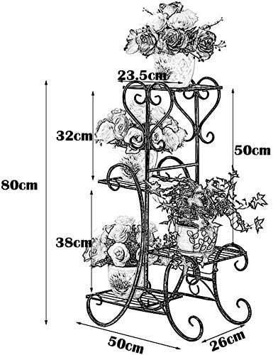 JF-Xuan Flower Stand Plant Stand 4 Tier Metal Plant Pot Stand Outdoor Elegant Raised Herb Floor Flower Display Rack Shelf with 4 Pots Holders Indoor Home Garden Patio Decor