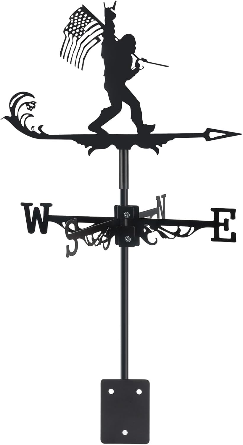 Metal Weather vanes, Black Metal Wind Direction Indicator Garden Decoration for Garden Farmhouse Chicken Coop Shed Outdoor Wind Measuring Tool Wind Direction Weathervanes(Bigfoot)