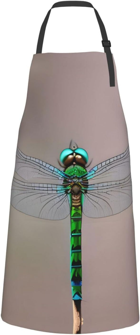 Dragonfly print Waterproof chef's apron with pocket apron for kitchen cooking baking barbecue and gardening