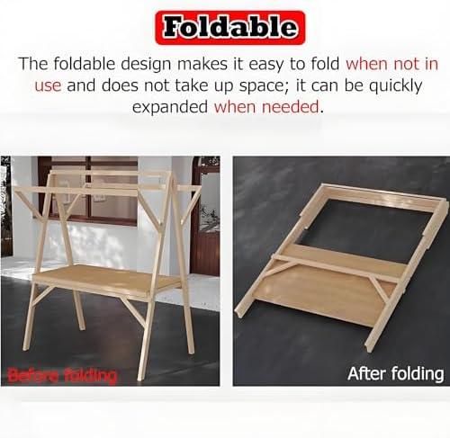 Foldable Portable Food Cart with Wheels - Wooden Outdoor Concession Stand for Hot Dogs, Coffee, Flowers - Ideal for Street Food Vendors & Market Stalls, Easy to Transport