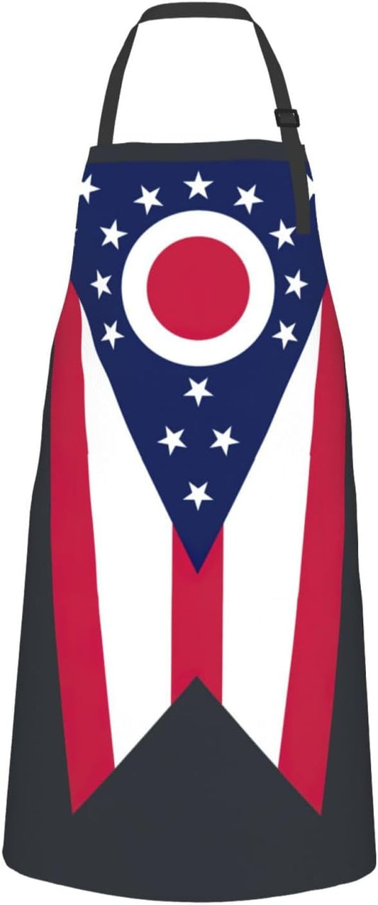 Ohio State Flag print Waterproof chef's apron with pocket apron for kitchen cooking baking barbecue and gardening