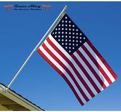 Grace Alley American Flag 3x5, Made in the USA, Outdoor UV Fade Resistant, Waterproof, Vibrant Color, Long Lasting Polyester Cotton Blend with Brass Grommets