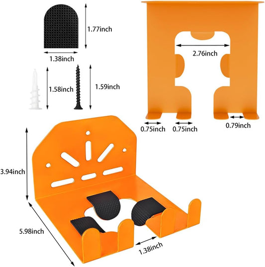 Wall Mounted Tool Holder for Garage & Garden - Heavy Duty Trimmer Rack for Weed Eater, Hedge Trimmer, Lawn Mower & Power Tools, Orange (2)