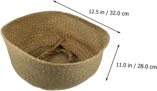 Woven Flowerpot Basket Handwoven Storage Bin Large Foldable Rattan Pla