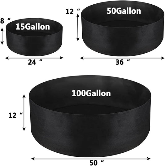15 Gallon Large Grow Bag, Heavy Duty Fabric Round Raised Garden Bed Planter Pots for Planting Herb Flower Vegetable Potato Plants (24" D x 8" H, Black)